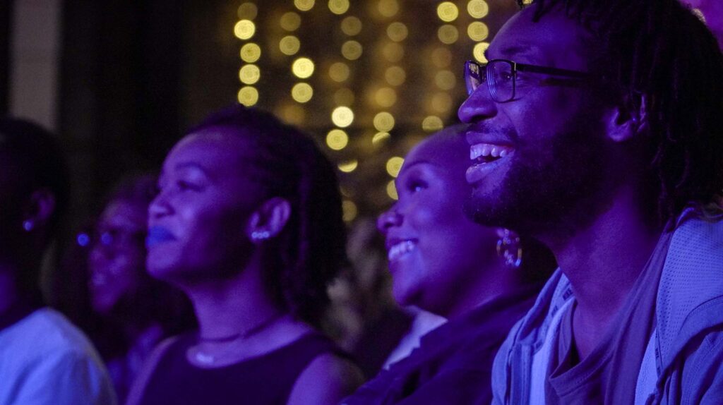 Audience enjoying LA comedy show